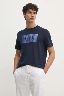 Armani Exchange t-shirt bawełniany męski kolor granatowy z nadrukiem 6DZTHF ZJH4Z