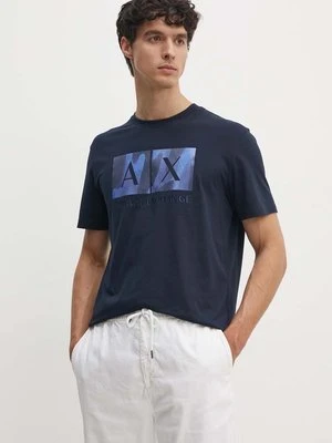 Armani Exchange t-shirt bawełniany męski kolor granatowy z nadrukiem 6DZTHF ZJH4Z