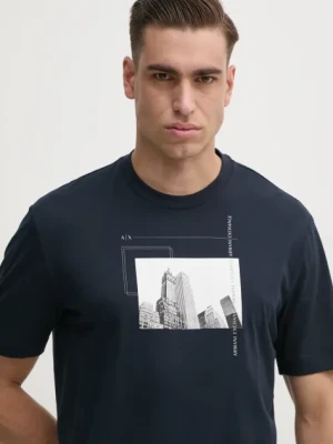 Armani Exchange t-shirt bawełniany męski kolor granatowy z nadrukiem 6DZTHZ ZJBYZ