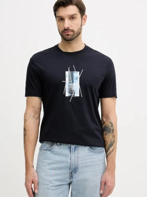 Armani Exchange t-shirt bawełniany męski kolor granatowy z nadrukiem XM001440 AF10358