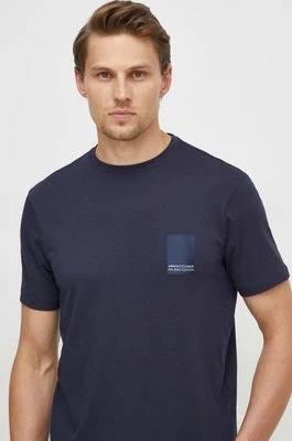 Armani Exchange t-shirt bawełniany męski kolor niebieski z aplikacją 3DZTHM ZJ8EZ