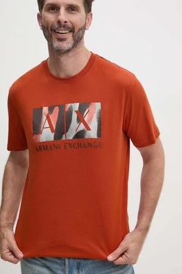 Armani Exchange t-shirt bawełniany męski kolor pomarańczowy z nadrukiem 6DZTHF ZJH4Z