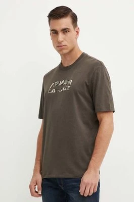 Armani Exchange t-shirt bawełniany męski kolor zielony z aplikacją 6DZTHC ZJBYZ