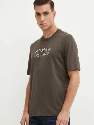 Armani Exchange t-shirt bawełniany męski kolor zielony z aplikacją 6DZTHC ZJBYZ