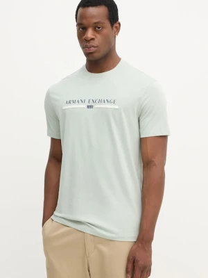 Armani Exchange t-shirt bawełniany męski kolor zielony z nadrukiem XM001074 AF10356