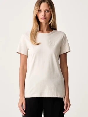 Armani Exchange T-shirt damski bawełniany beżowy