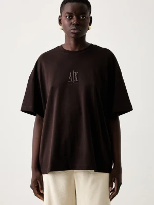Armani Exchange T-shirt damski bawełniany brązowy