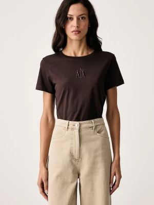 Armani Exchange T-shirt damski bawełniany brązowy