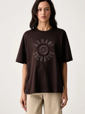 Armani Exchange T-shirt damski bawełniany brązowy