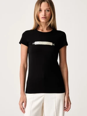 Armani Exchange T-shirt damski bawełniany z elastanem czarny