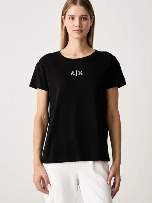 Armani Exchange T-shirt damski bawełniany z elastanem czarny