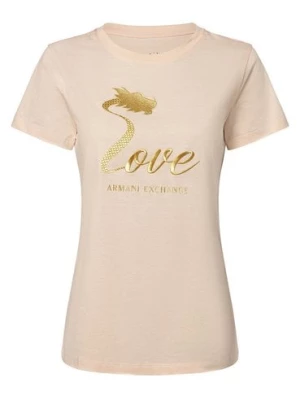 Armani Exchange T-shirt damski Kobiety Bawełna beżowy|pomarańczowy jednolity,