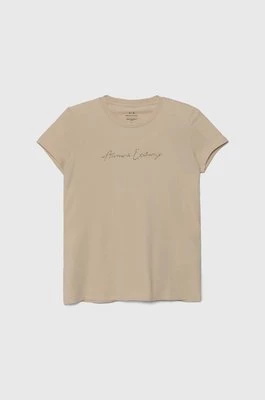 Armani Exchange t-shirt damski kolor brązowy