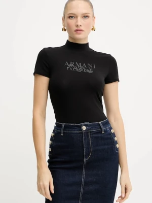 Armani Exchange t-shirt damski kolor czarny z półgolfem XW001368 AF16294