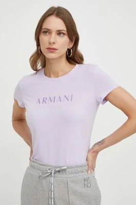 Armani Exchange t-shirt damski kolor fioletowy