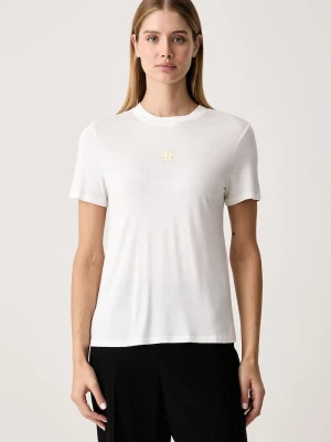 Armani Exchange T-shirt damski z wiskozy biały