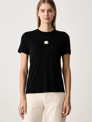 Armani Exchange T-shirt damski z wiskozy czarny