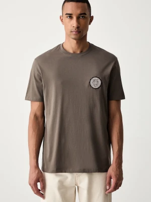 Armani Exchange T-shirt męski bawełniany brązowy