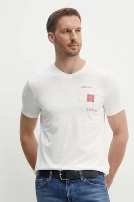 Armani Exchange t-shirt męski kolor beżowy z nadrukiem