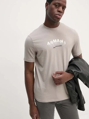 Armani Exchange t-shirt męski kolor beżowy z nadrukiem 6DZTHV ZJE6Z