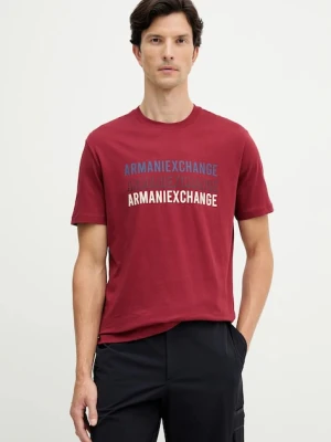 Armani Exchange t-shirt męski kolor bordowy z aplikacją XM001444 AF10358