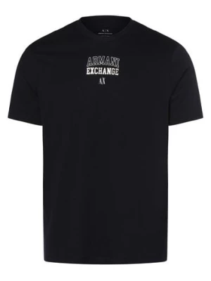 Armani Exchange T-shirt męski Mężczyźni Bawełna niebieski jednolity,