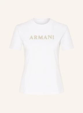 Armani Exchange T-Shirt Z Obszyciem Ozdobnymi Kamykami weiss