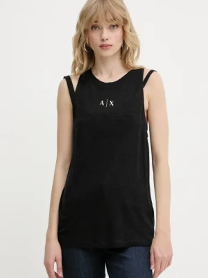 Armani Exchange top z domieszką lnu kolor czarny XW000390 AF12899