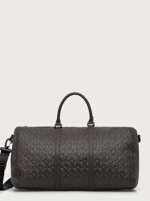 Armani Exchange torba podróżna męska z imitacji skóry brązowy