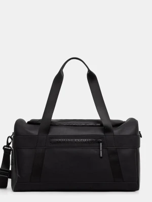 Armani Exchange torba podróżna męska z imitacji skóry czarny