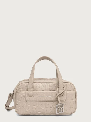 Armani Exchange torebka bagietka damska z imitacji skóry beżowy