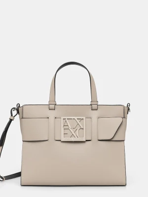 Armani Exchange torebka damska z imitacji skóry beżowy