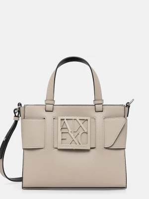 Armani Exchange torebka damska z imitacji skóry beżowy