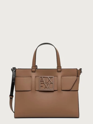Armani Exchange torebka damska z imitacji skóry beżowy