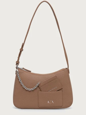 Armani Exchange torebka hobo damska z imitacji skóry beżowy