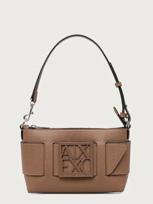 Armani Exchange torebka hobo damska z imitacji skóry beżowy