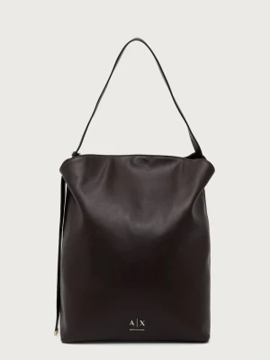 Armani Exchange torebka hobo damska z imitacji skóry brązowy
