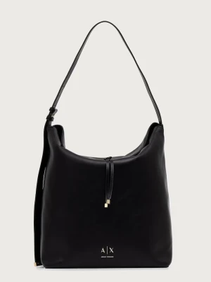 Armani Exchange torebka hobo damska z imitacji skóry czarny