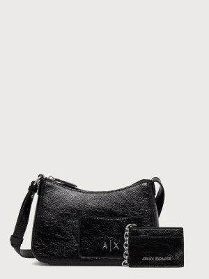 Armani Exchange torebka hobo damska z imitacji skóry czarny