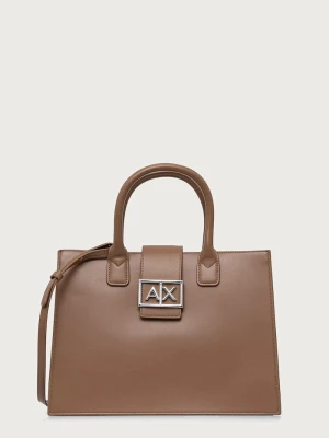 Armani Exchange torebka shopper damska z imitacji skóry beżowy