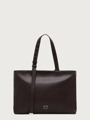 Armani Exchange torebka shopper damska z imitacji skóry brązowy