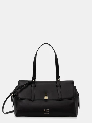 Armani Exchange torebka shopper damska z imitacji skóry czarny