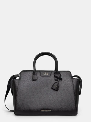 Armani Exchange torebka shopper damska z imitacji skóry czarny