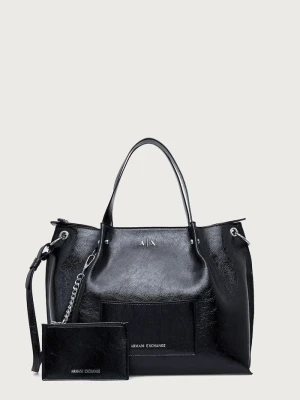 Armani Exchange torebka shopper damska z imitacji skóry czarny