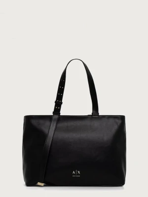 Armani Exchange torebka shopper damska z imitacji skóry czarny