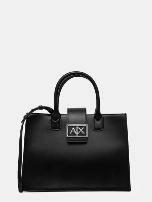 Armani Exchange torebka shopper damska z imitacji skóry czarny
