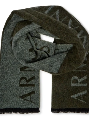 Armani Exchange Wełniany szal zielony