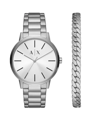Armani Exchange zegarek i bransoletka srebrny