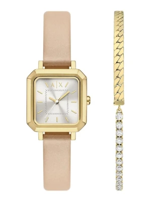 Armani Exchange zegarek i bransoletka damski kolor złoty AX7172SET