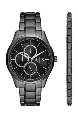 Armani Exchange zegarek i bransoletka kolor czarny